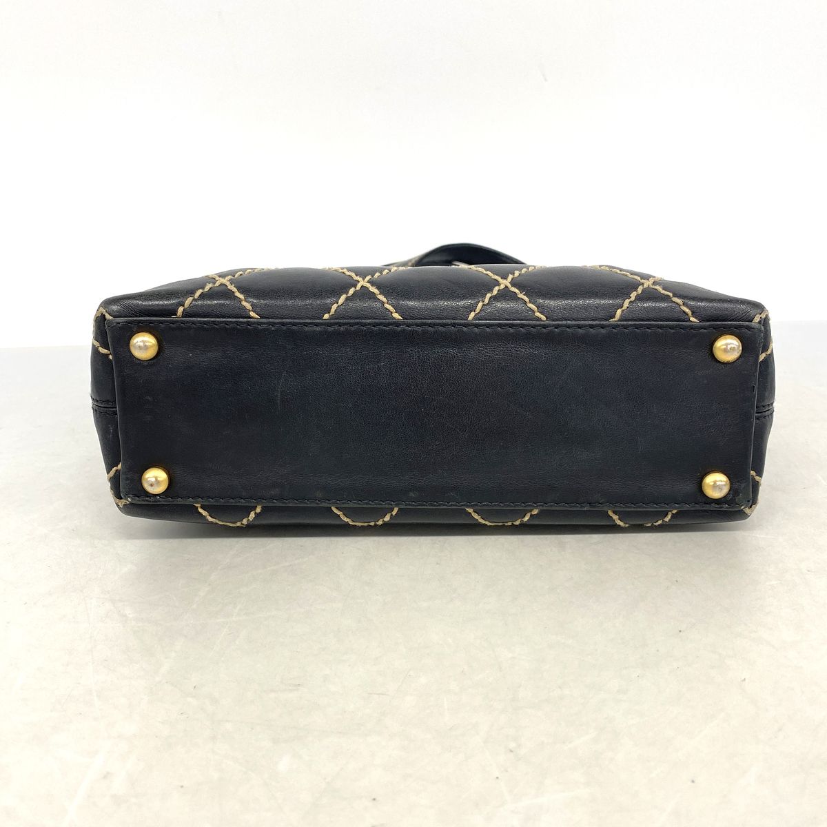 Chanel Tote Bag Wild Stitch Leather Black Gold — view 3