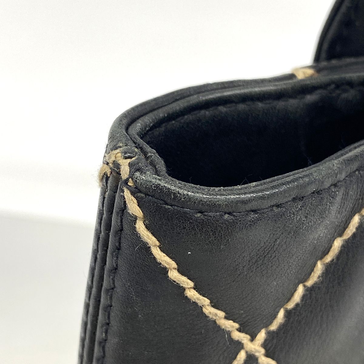 Chanel Tote Bag Wild Stitch Leather Black Gold — view 7