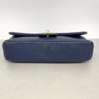 Chanel Shoulder Bag Chevron Leather Navy Gold — view 3