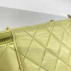 Chanel Shoulder Bag Quilted Lambskin Lime Green Gold — view 8