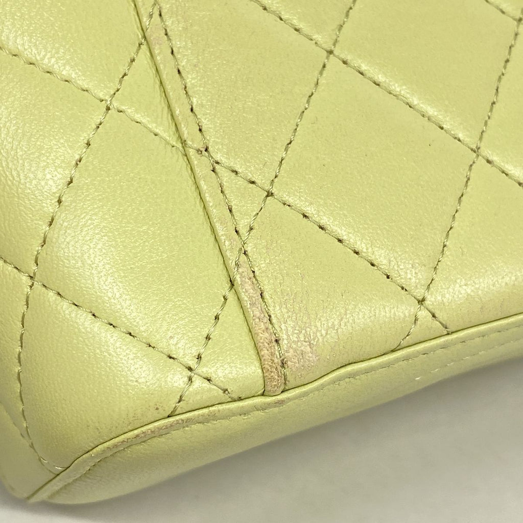 Chanel Shoulder Bag Quilted Lambskin Lime Green Gold — view 7