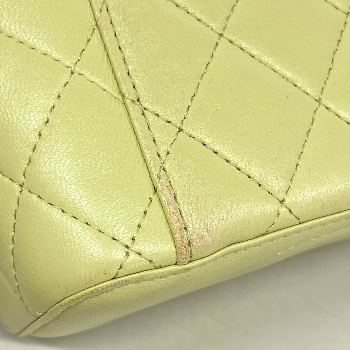 Chanel Shoulder Bag Quilted Lambskin Lime Green Gold — view 7