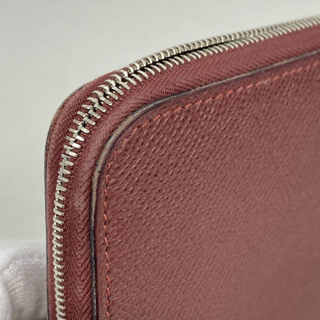 Hermes Wallet Azap Long Silk'in Veau Epsom Rouge Ash Silver — view 6