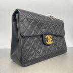 Chanel Shoulder Bag Maxi Quilted Lambskin Black Gold — view 2