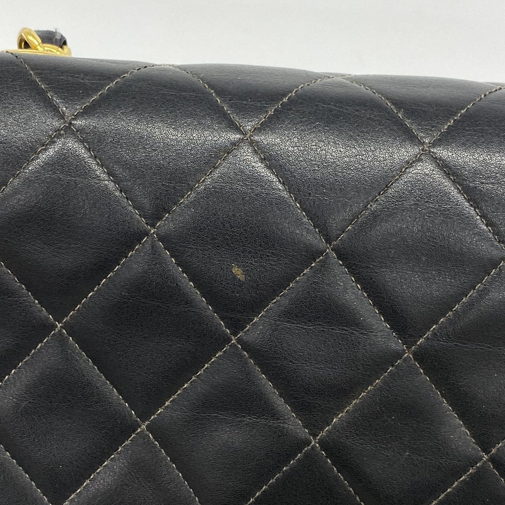Chanel Shoulder Bag Maxi Quilted Lambskin Black Gold — view 7