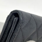 Chanel Card Case Quilted Caviar Leather Black Gold — view 5