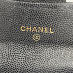 Chanel Card Case Quilted Caviar Leather Black Gold — view 4