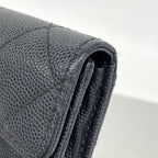 Chanel Card Case Quilted Caviar Leather Black Gold — view 6