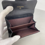 Chanel Card Case Quilted Caviar Leather Black Gold — view 3