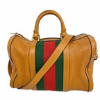 Gucci Handbag Sherry Line Leather Brown Champagne Gold 2-Way Bag