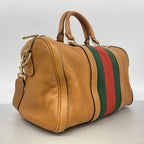 Gucci Handbag Sherry Line Leather Brown Champagne Gold 2-Way Bag — view 2