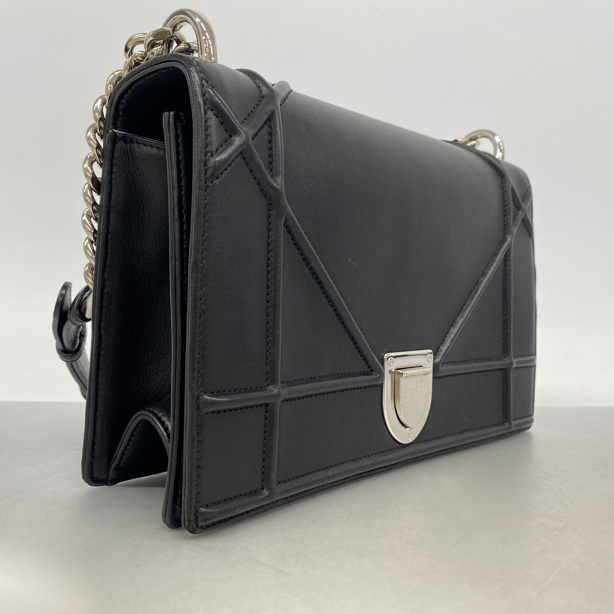 Dior Shoulder Bag Diorama Leather Black Silver — view 2