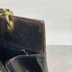 Chanel Chain Tote Bag Quilted Patent Leather Black Gold — view 7