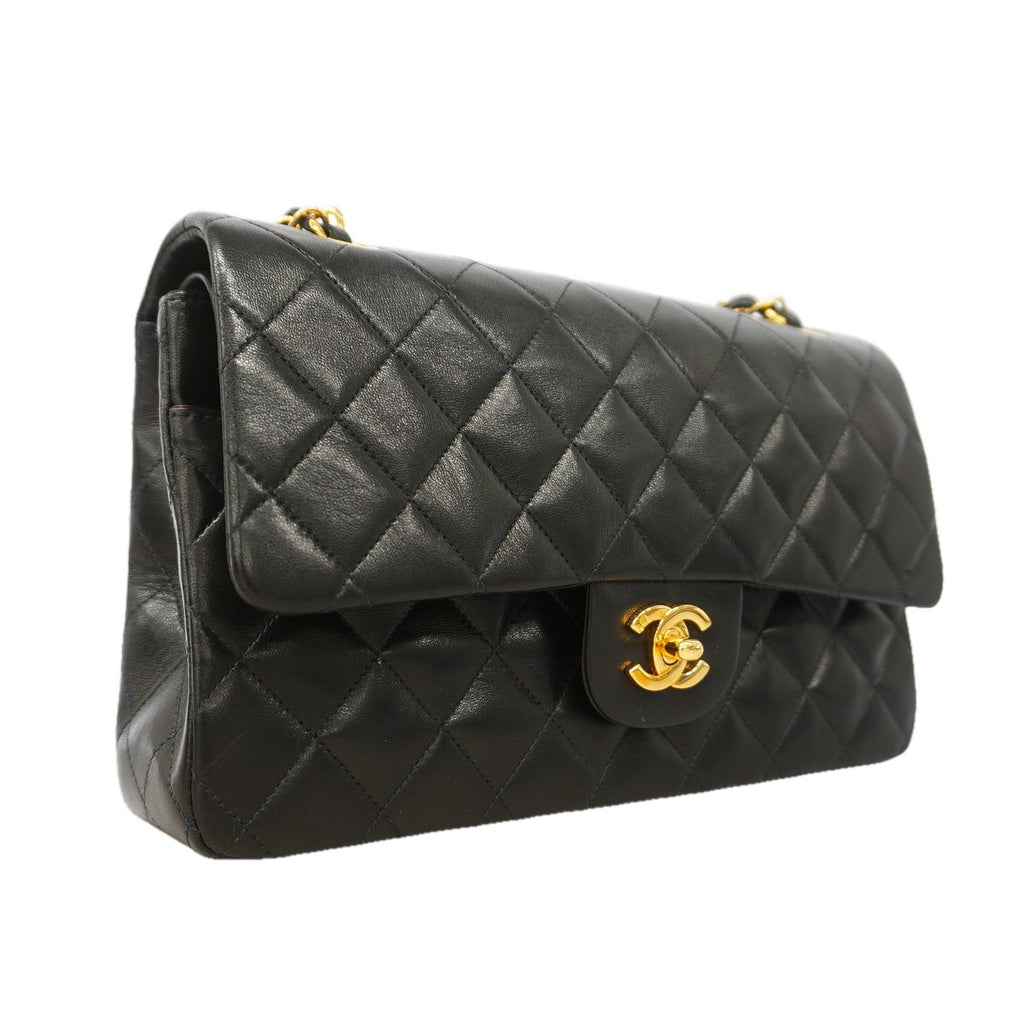 Chanel Shoulder Bag Quilted Lambskin Black Gold — view 2