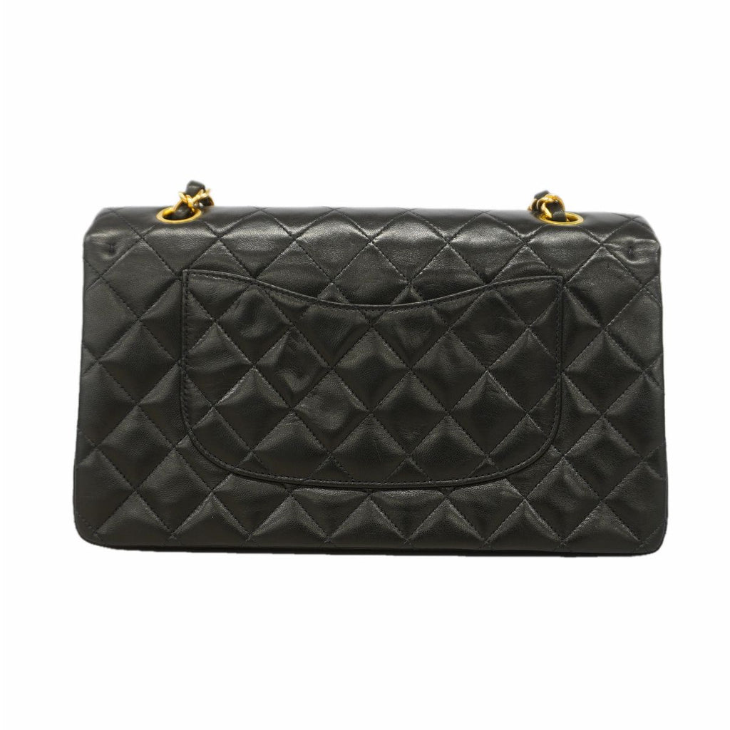 Chanel Shoulder Bag Quilted Lambskin Black Gold — view 8