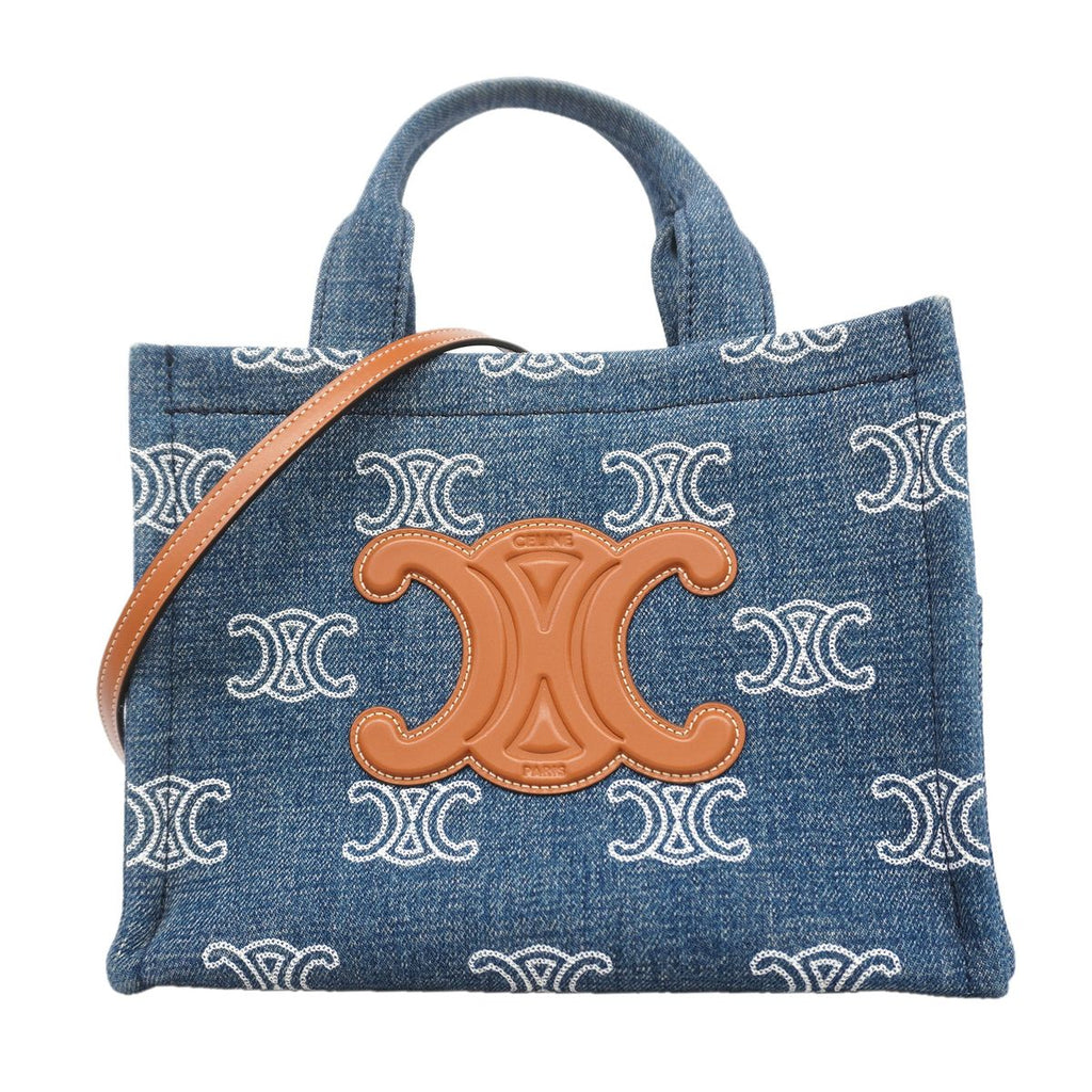 Celine Tote Bag Small Kabataize Denim Blue Gold 2-Way
