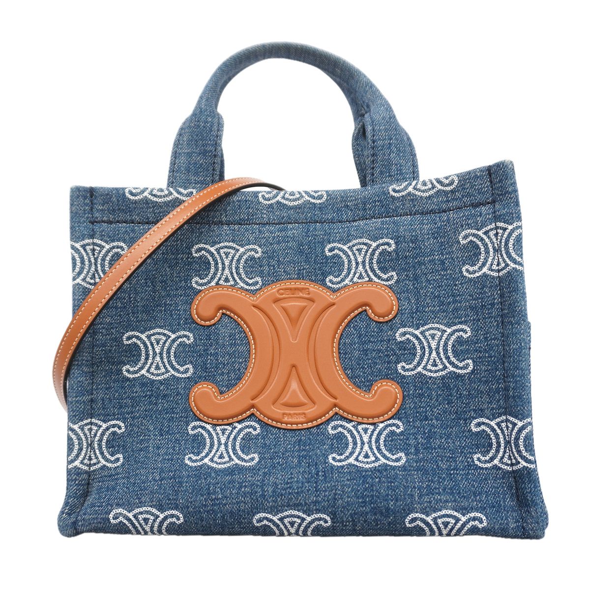 Celine Tote Bag Small Kabataize Denim Blue Gold 2-Way