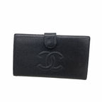 Chanel Wallet Caviar Leather Black Gold