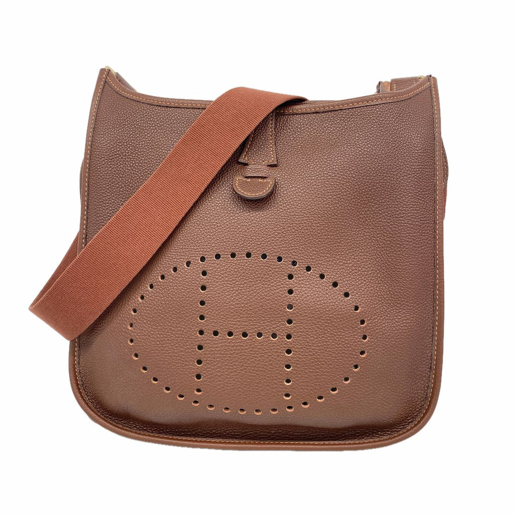 Hermes Shoulder Bag Evelyne Taurillon Clemence Sienne Gold