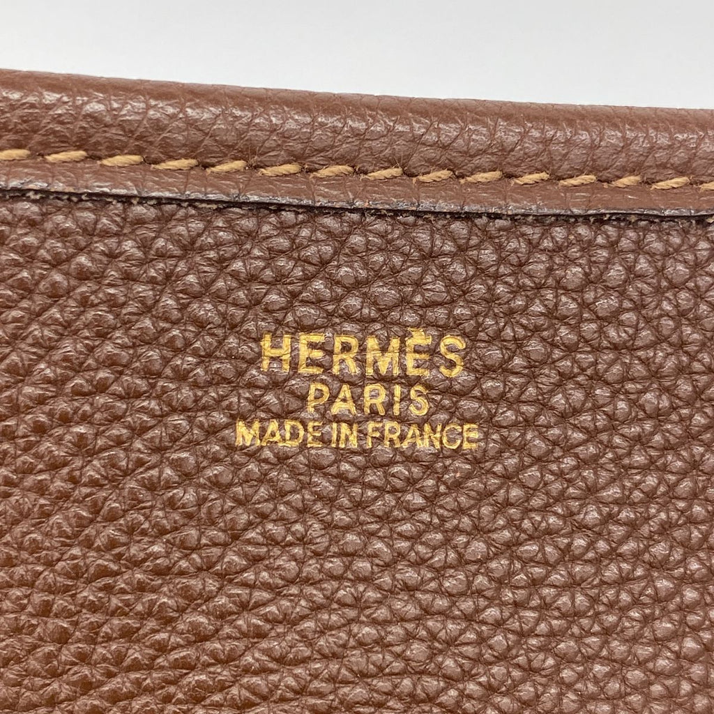 Hermes Shoulder Bag Evelyne Taurillon Clemence Sienne Gold — view 5