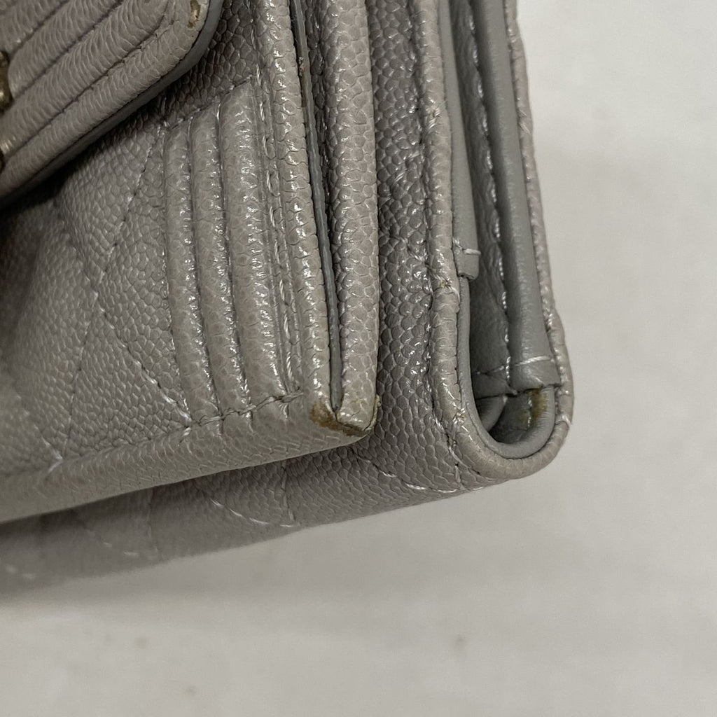 Chanel Trifold Wallet Boy Caviar Leather Gray Silver — view 5