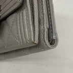 Chanel Trifold Wallet Boy Caviar Leather Gray Silver — view 5