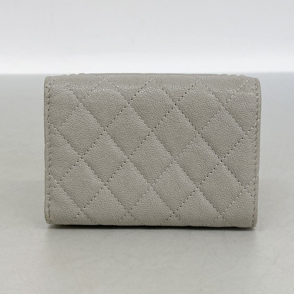 Chanel Trifold Wallet Boy Caviar Leather Gray Silver — view 7