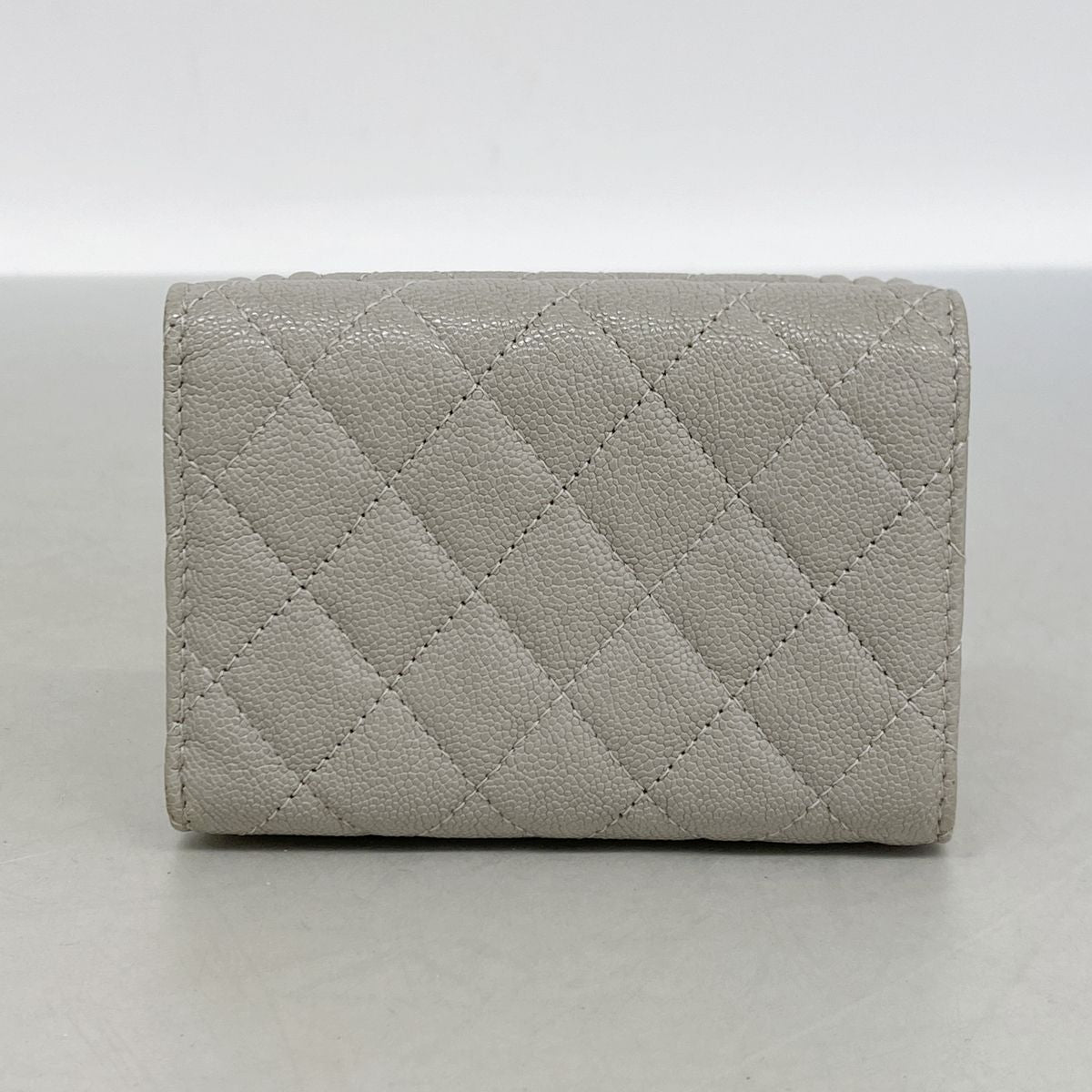 Chanel Trifold Wallet Boy Caviar Leather Gray Silver — view 7