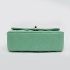 Chanel Mini Quilted 20 Chain Shoulder Light Green Champagne Lambskin Mint Bag — view 3