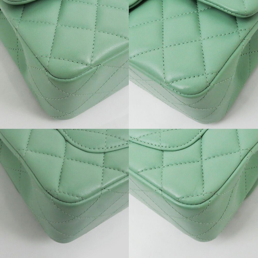Chanel Mini Quilted 20 Chain Shoulder Light Green Champagne Lambskin Mint Bag — view 4