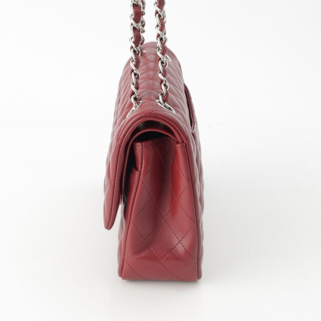 Chanel Quilted 25 Lambskin Double Flap Chain Shoulder Bag Burgundy — view 4