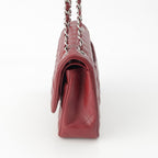 Chanel Quilted 25 Lambskin Double Flap Chain Shoulder Bag Burgundy — view 4