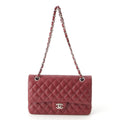 Chanel Quilted 25 Lambskin Double Flap Chain Shoulder Bag Burgundy