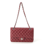 Chanel Quilted 25 Lambskin Double Flap Chain Shoulder Bag Burgundy