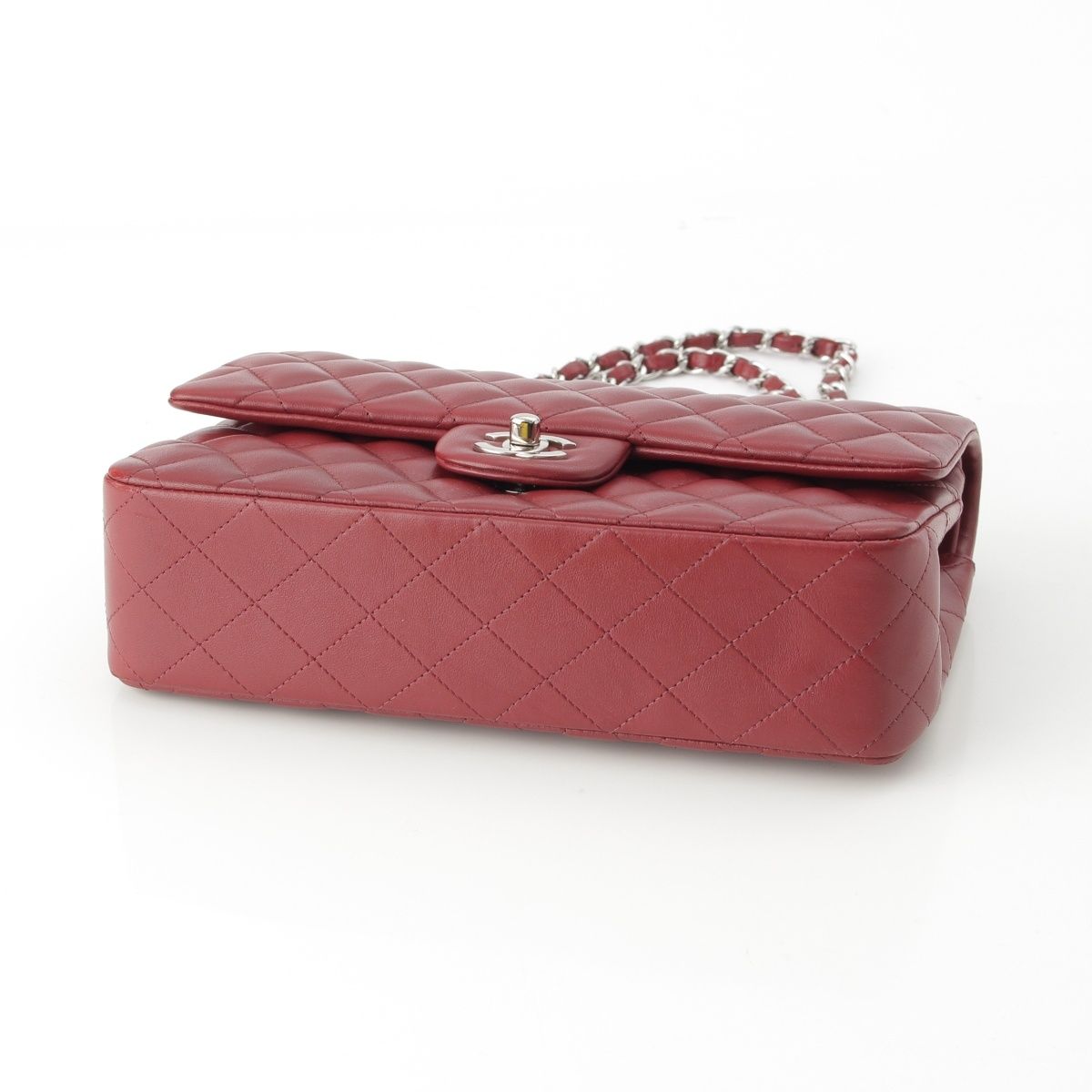 Chanel Quilted 25 Lambskin Double Flap Chain Shoulder Bag Burgundy — view 6
