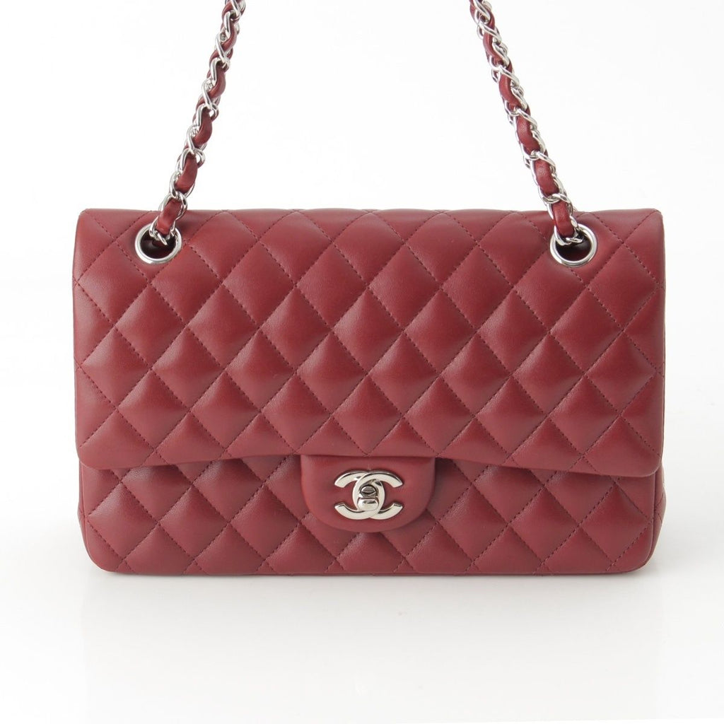 Chanel Quilted 25 Lambskin Double Flap Chain Shoulder Bag Burgundy — view 2