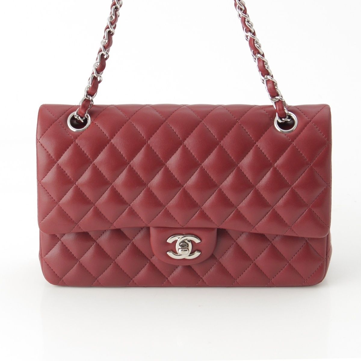 Chanel Quilted 25 Lambskin Double Flap Chain Shoulder Bag Burgundy — view 2