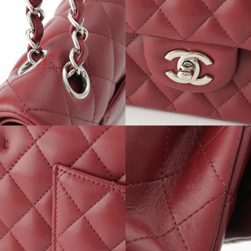 Chanel Quilted 25 Lambskin Double Flap Chain Shoulder Bag Burgundy — view 8