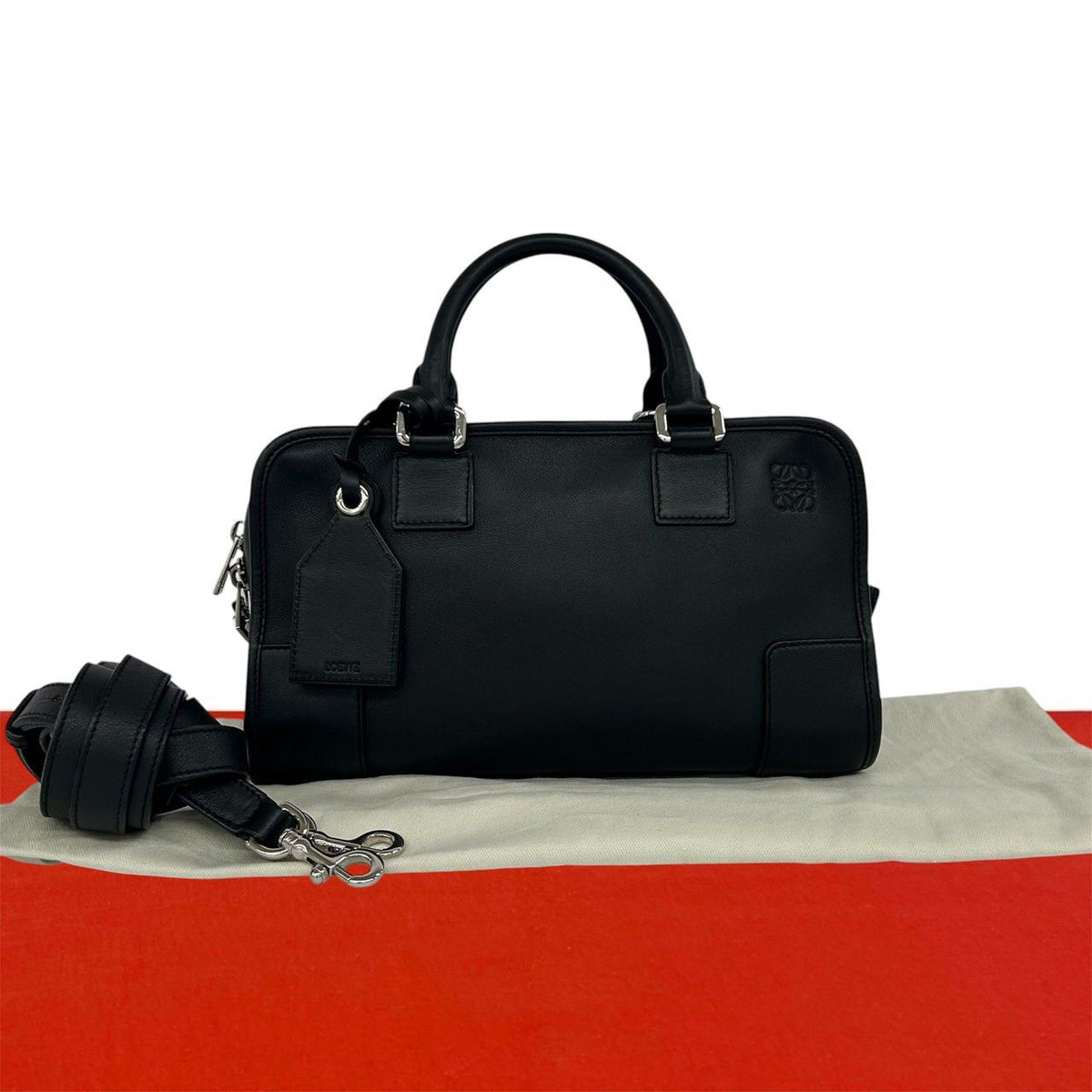 Loewe Amazona 28 Anagram Leather 2-Way Shoulder Bag Mini Black