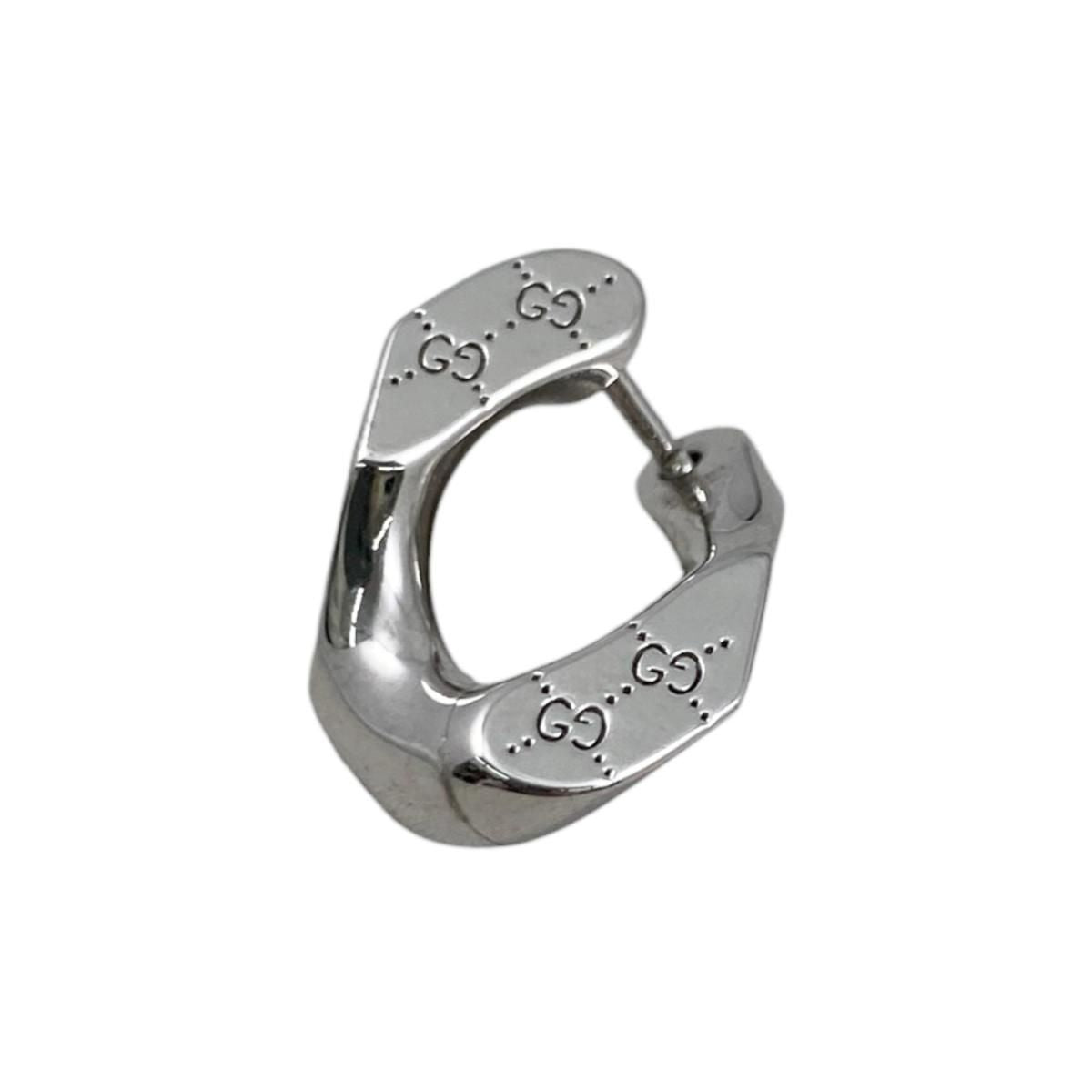 Gucci Earrings Signature Twisted Hoop GG Pattern Logo Silver — view 7