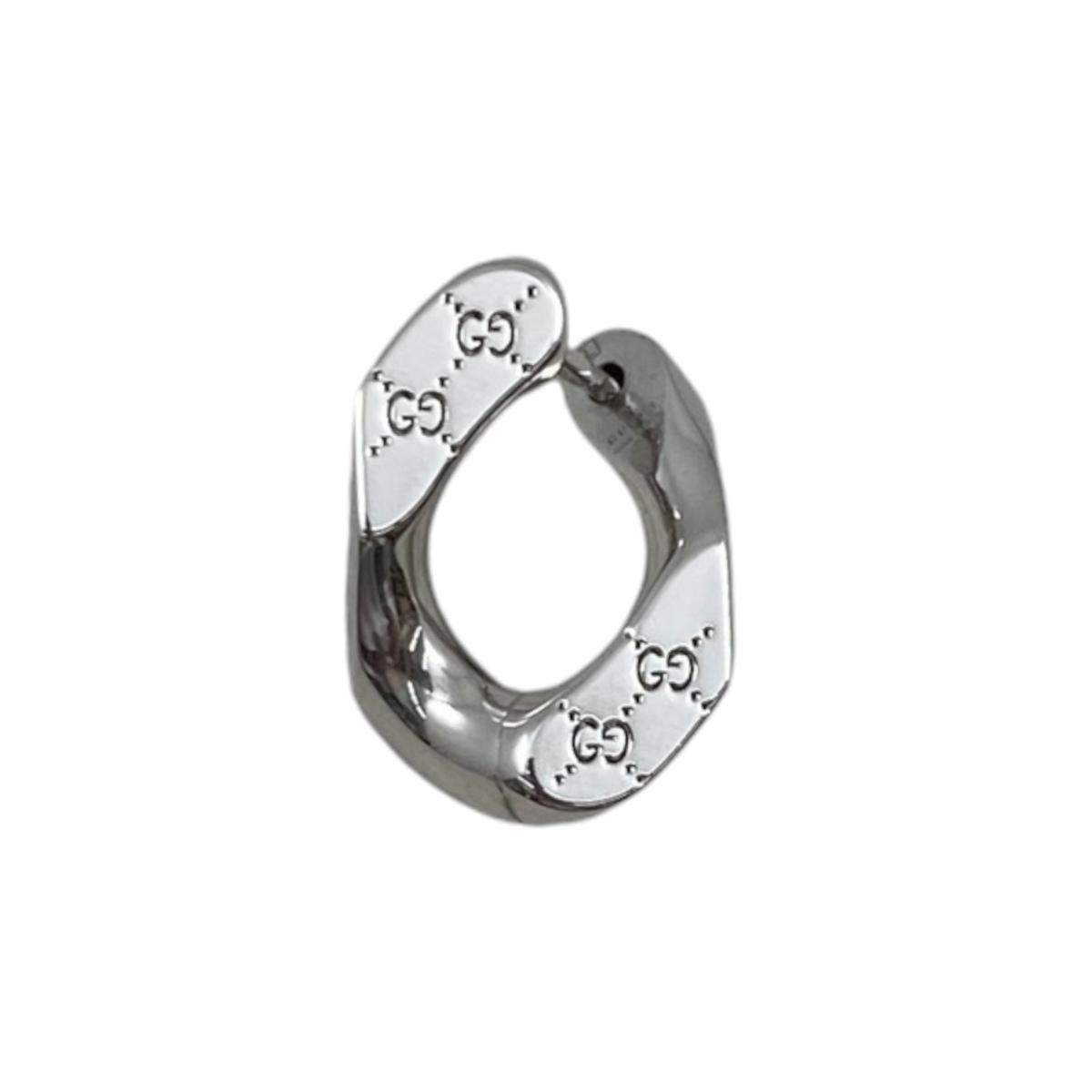 Gucci Earrings Signature Twisted Hoop GG Pattern Logo Silver — view 6