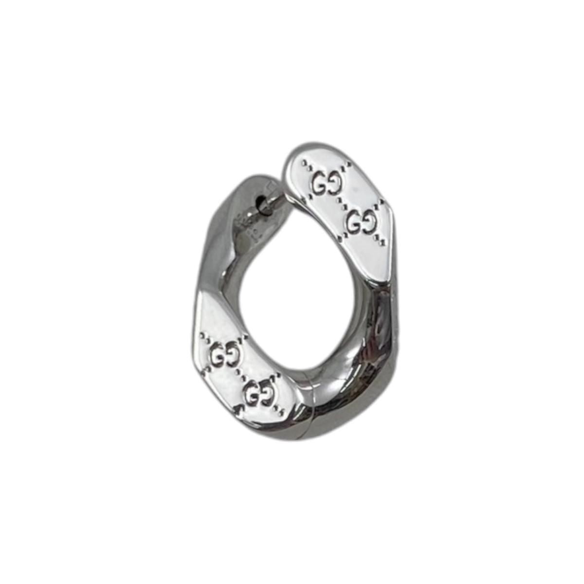Gucci Earrings Signature Twisted Hoop GG Pattern Logo Silver — view 2