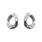 Gucci Earrings Signature Twisted Hoop GG Pattern Logo Silver