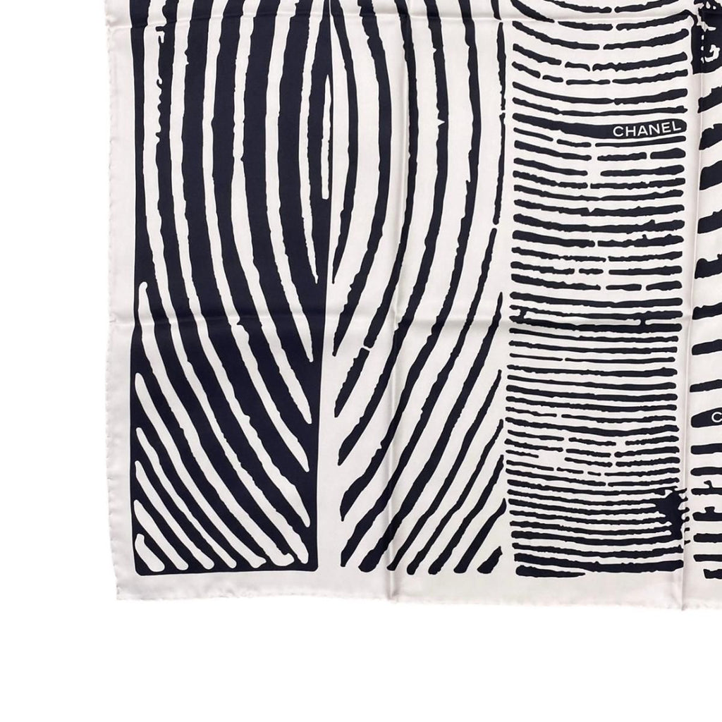 Chanel Silk Scarf CC Logo Zebra Print Black Pink — view 5