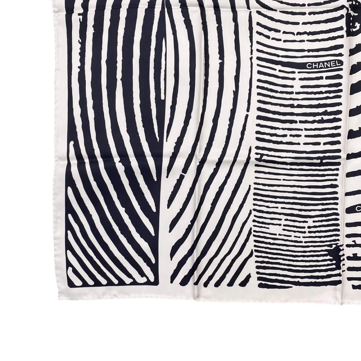 Chanel Silk Scarf CC Logo Zebra Print Black Pink — view 5