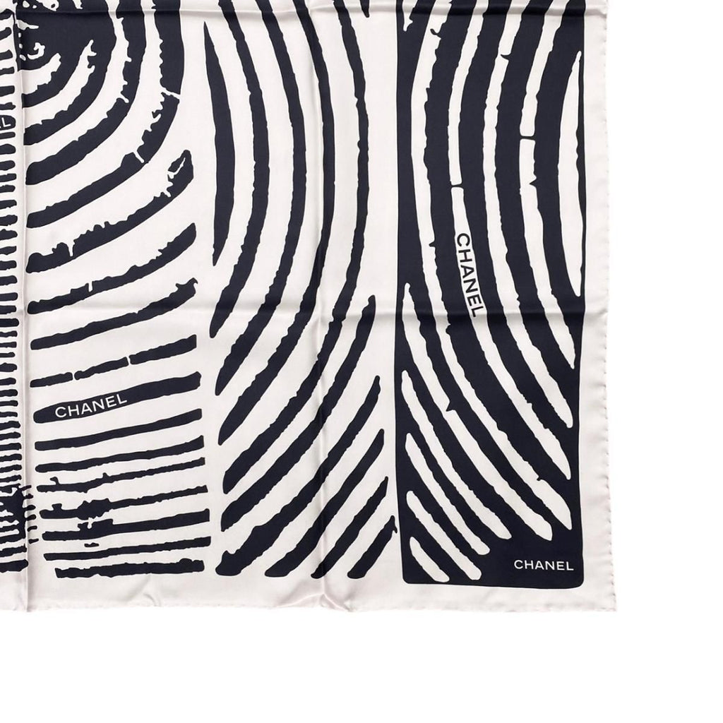 Chanel Silk Scarf CC Logo Zebra Print Black Pink — view 6