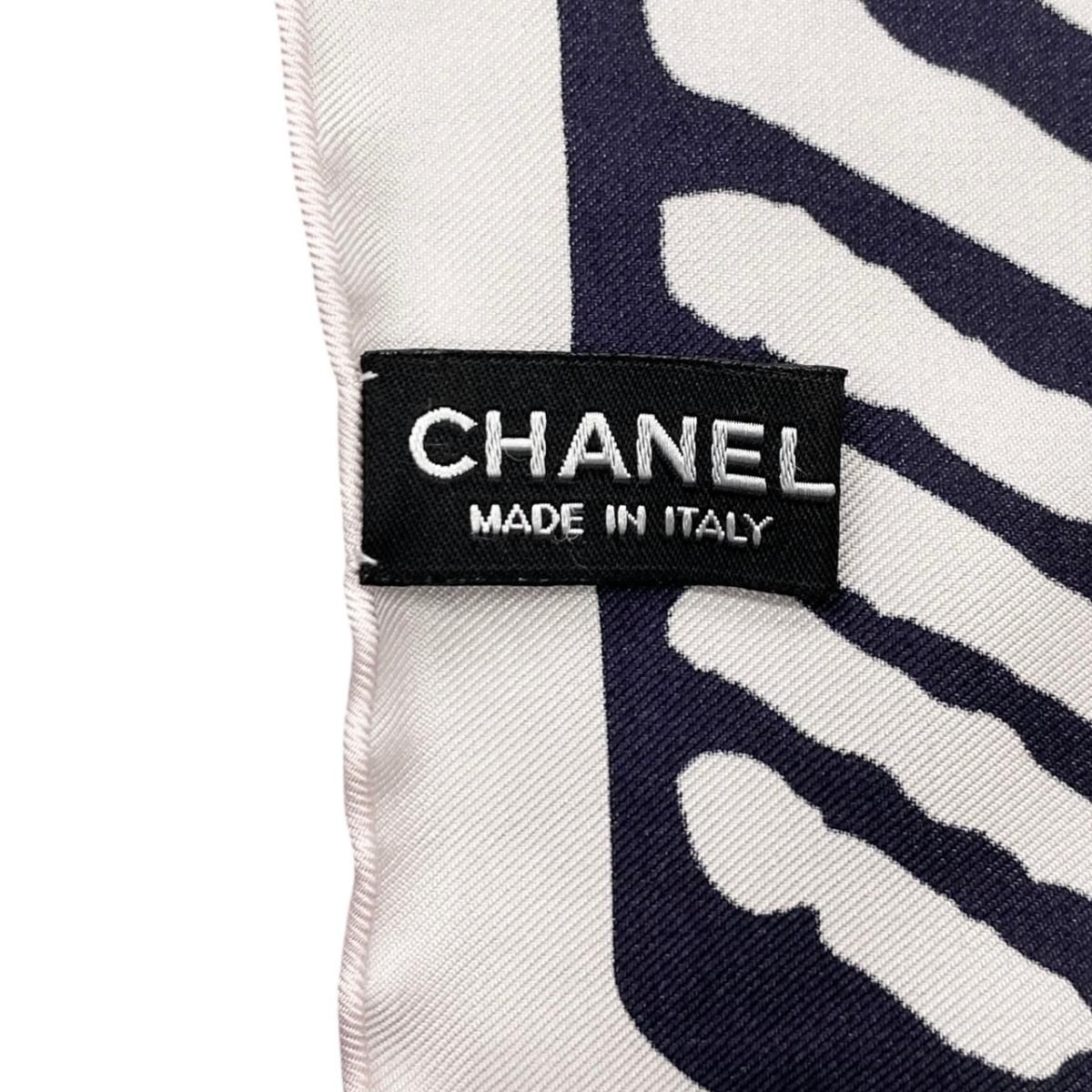 Chanel Silk Scarf CC Logo Zebra Print Black Pink — view 7