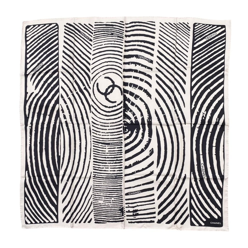 Chanel Silk Scarf CC Logo Zebra Print Black Pink