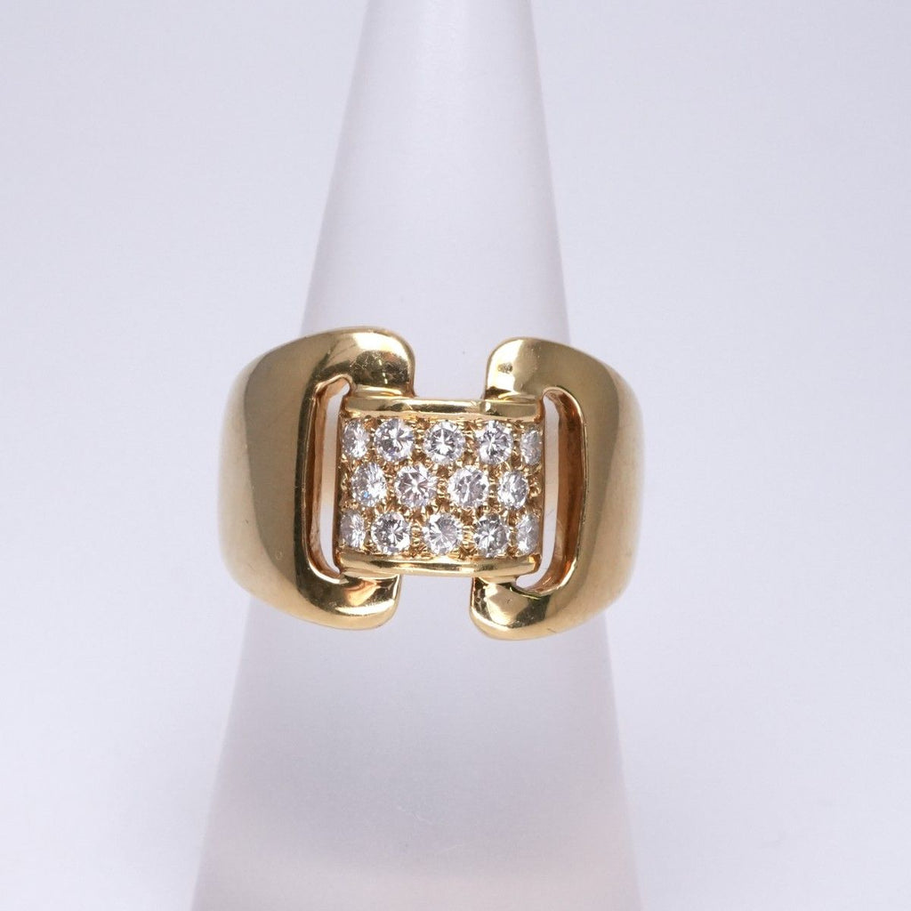 Hermes Ring 750 Gold Antique Diamond Gem — view 2