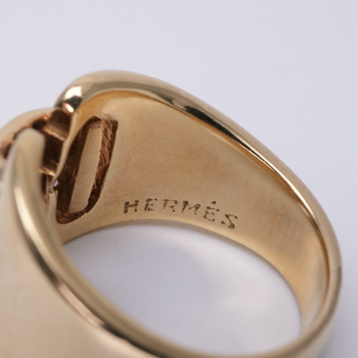 Hermes Ring 750 Gold Antique Diamond Gem — view 6